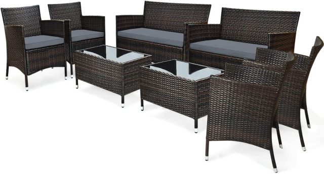 4/8 Pieces Rattan Patio Furniture Set Outdoor Wicker Rattan Chairs