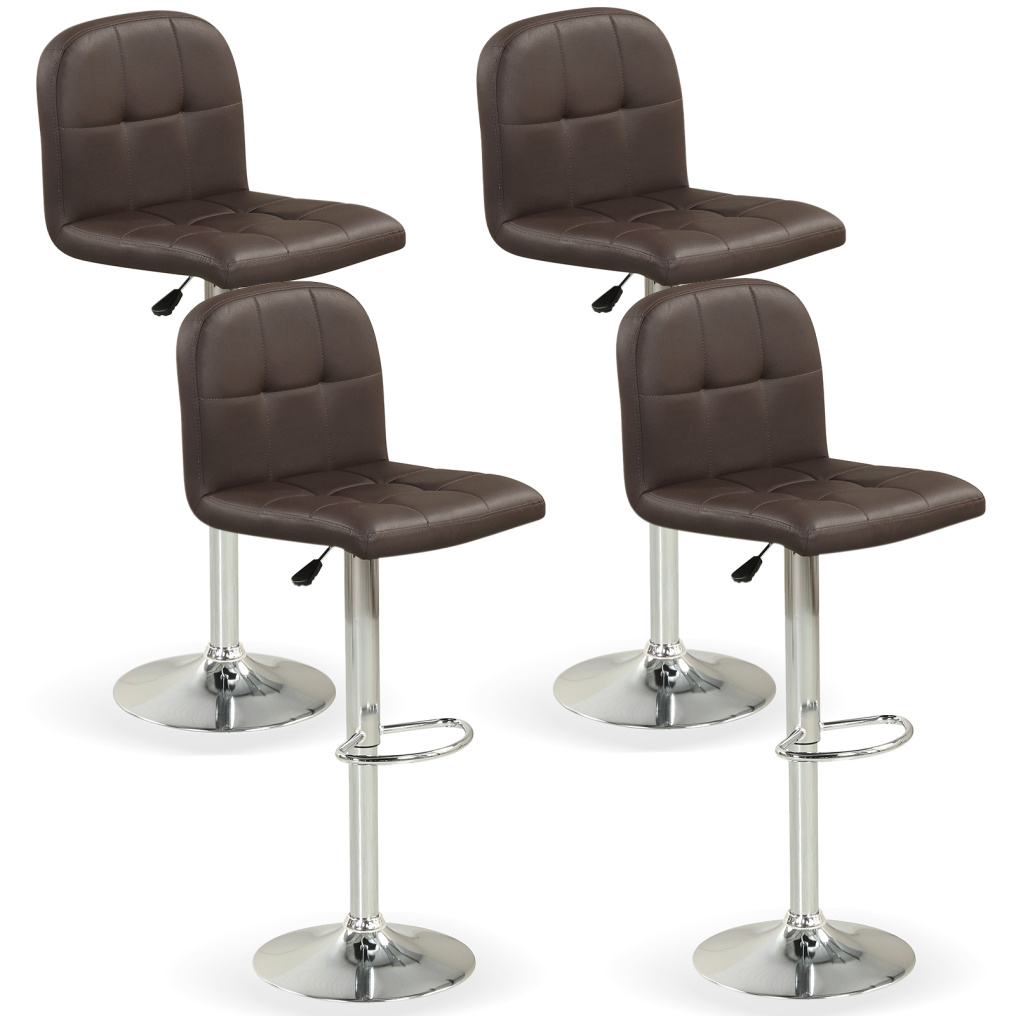 Swivel Bar Stools Set of 2 with Footrests and Metal Base-Black