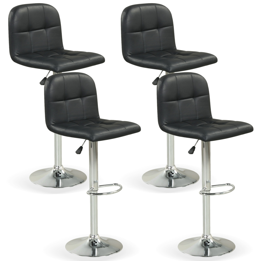 Swivel Bar Stools Set of 2 with Footrests and Metal Base-Black