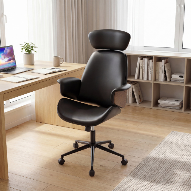 Ergonomic Office Chair with Headrest, Adjustable Height for Home Office and Study