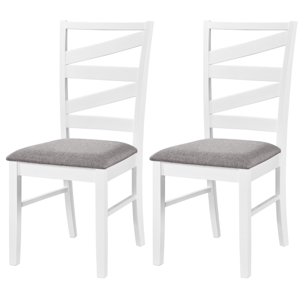 Dining Chairs Set of 2 with Backrests and Rubber Wood Frames-White