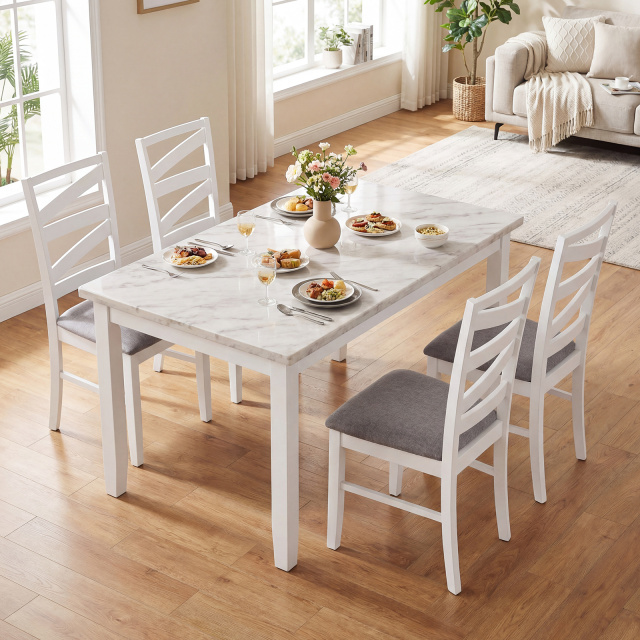 Dining Chairs Set of 2 with Backrests and Rubber Wood Frames