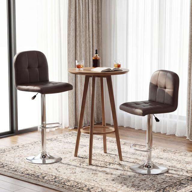 Swivel Bar Stools Set of 2/4 with Footrests and Metal Base