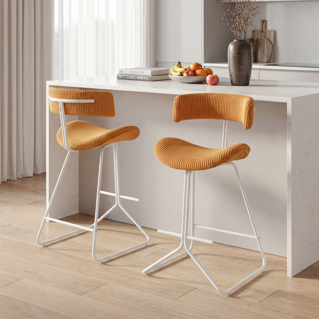 Set of 2/4 Counter Height Stools 25 Inch Armless Barstools with Padded Seat and Footrest