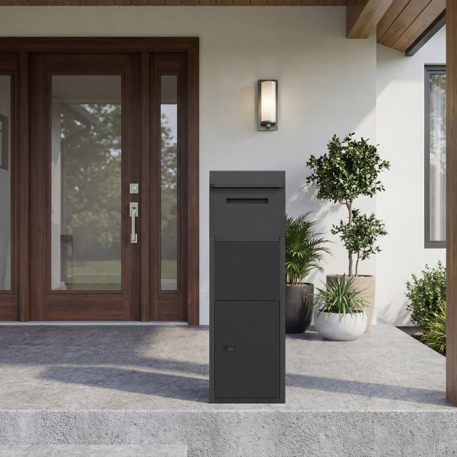 Package Delivery Box for Outside with Anti-Theft Baffle Sloped Roof
