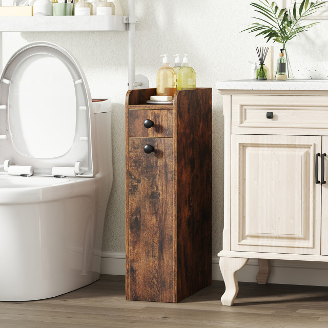 Small Bathroom Storage Cabinet 4-Tier with Slide Out Drawers on Casters