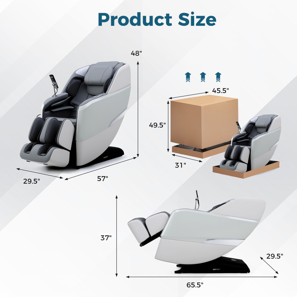 Full Body Zero Gravity Massage Chair SL Track Massage Recliner with Airbags-White