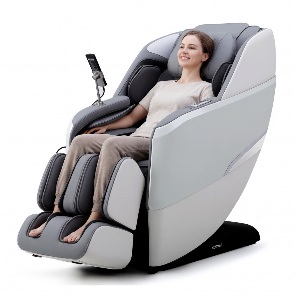Full Body Zero Gravity Massage Chair SL Track Massage Recliner with Airbags-White