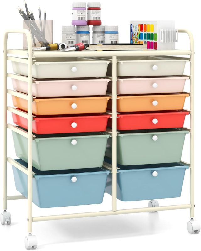 ARLIME 12-Drawer Rolling Storage Cart, 12 Drawer Organizer Trolley