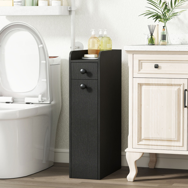 Small Bathroom Storage Cabinet 4-Tier with Slide Out Drawers on Casters