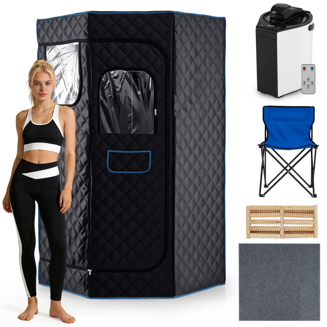 3L Portable Steam Sauna for Home Fast-Heat with 9-Level Remote Control and Folding Chair