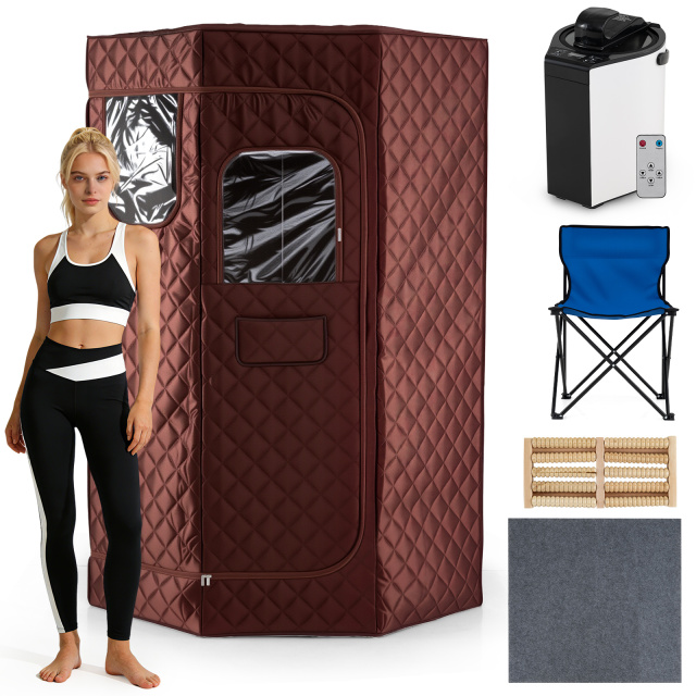 3L Portable Steam Sauna for Home Fast-Heat with 9-Level Remote Control and Folding Chair