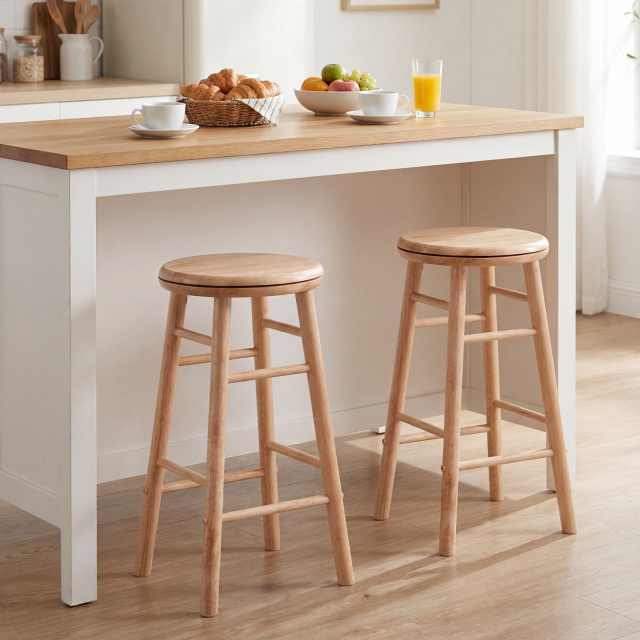 24" Swivel Bar Stools Set of 2/4 with Footrests & Crossbars