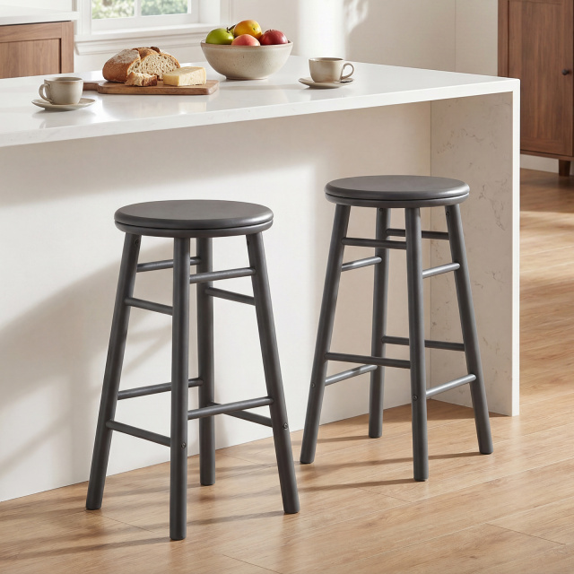 24" Swivel Bar Stools Set of 2/4 with Footrests & Crossbars