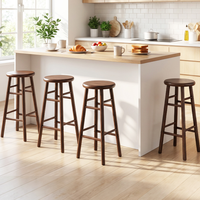 29" Swivel Bar Stools Set of 2/4 with Footrests & Crossbars