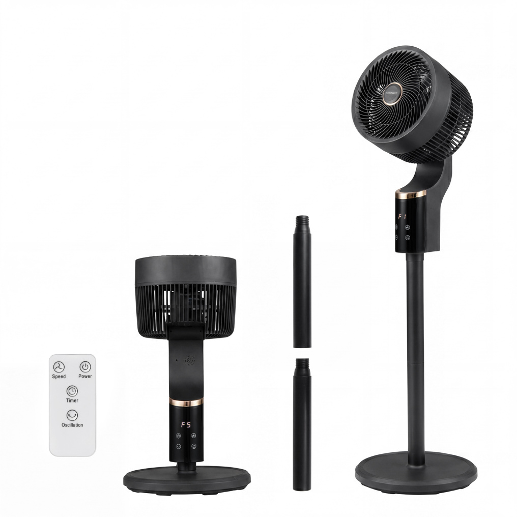 Compact Oscillating Standing Fan with 70° Oscillation and 90° Tilt for Home Office-Black