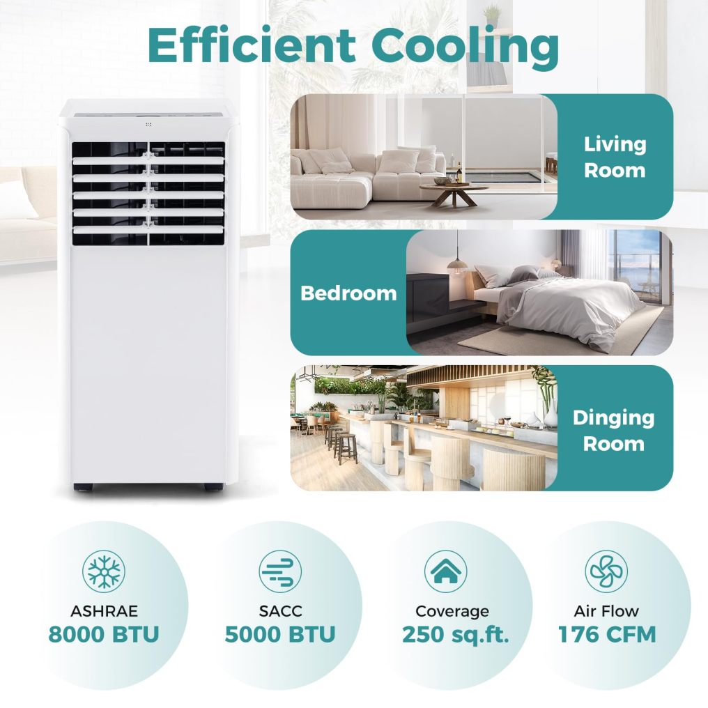 ARLIME 8000 BTU Portable Air Conditioner, 3-in-1 AC Unit with Dehumidifier & Fan