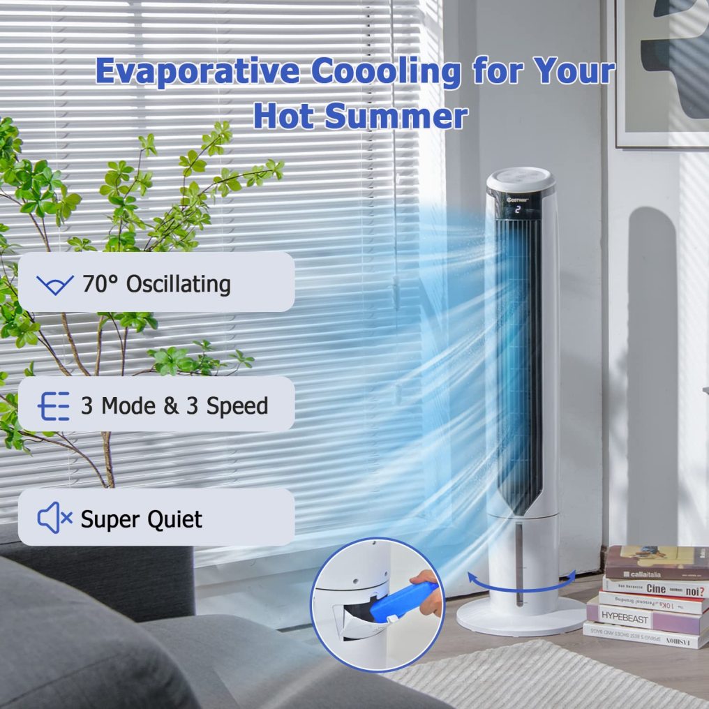 ARLIME Portable Air Conditioner, Evaporative Tower Cooling Fan with Remote