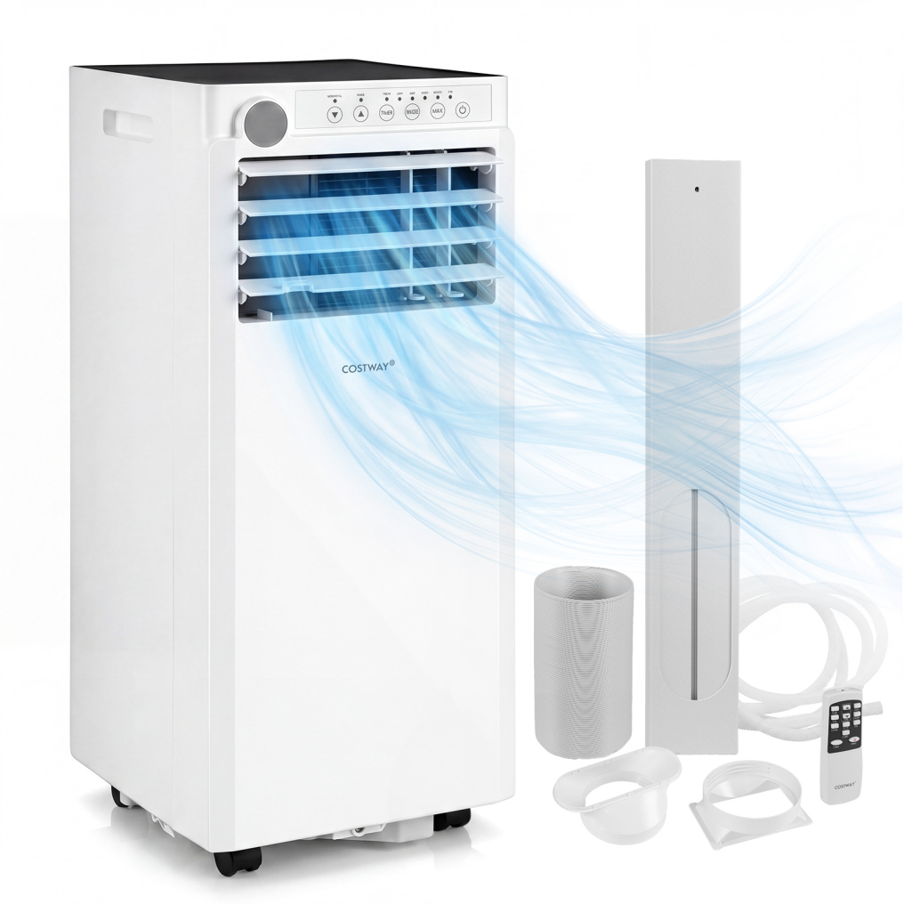 9000 BTU Portable Air Conditionerwith Dehumidifier and 24H Timer-White