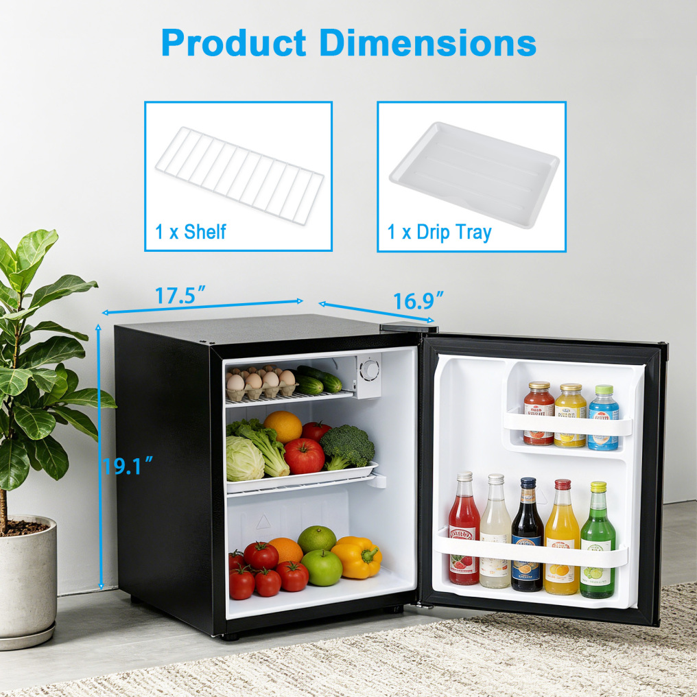 Compact Mini Fridge with 7-Level Adjustable Thermostat-Black