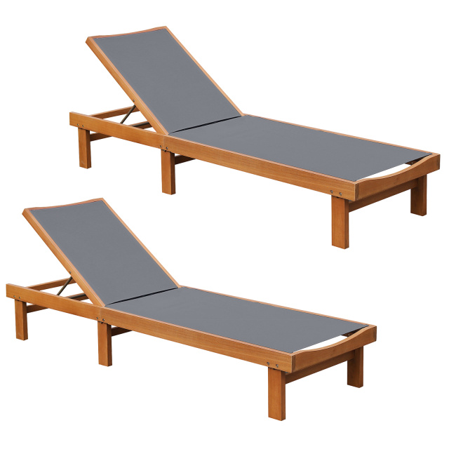 ARLIME Patio Lounge Chair Chaise Strong Eucalyptus Wood Frame