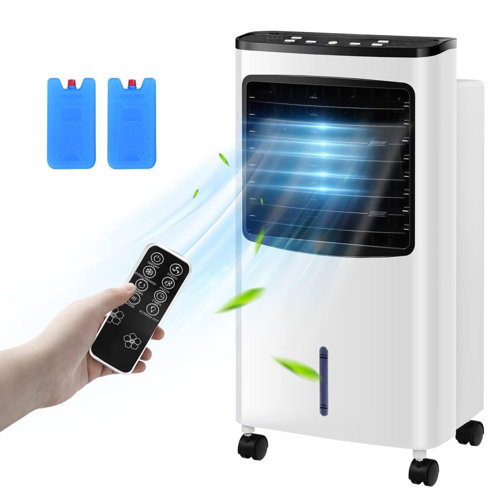 ARLIME Portable AC Cooling Fan, 3-IN-1 Portable Evaporative Air Cooler & Humidifier, Windowless AC Fan with 3-Mode