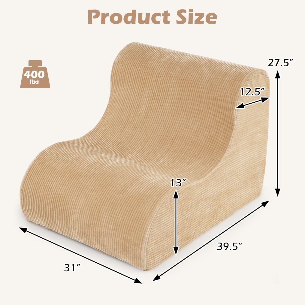 Curved Lazy Floor Sofa with Machine-washable Cover for Adults-Beige