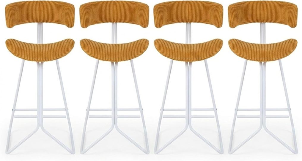 Set of 2 Counter Height Stools 25 Inch Armless Barstools with Padded Seat and Footrest-Orange