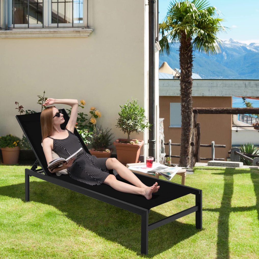 Aluminum Frame Chaise Lounge with 6 Position Adjustable