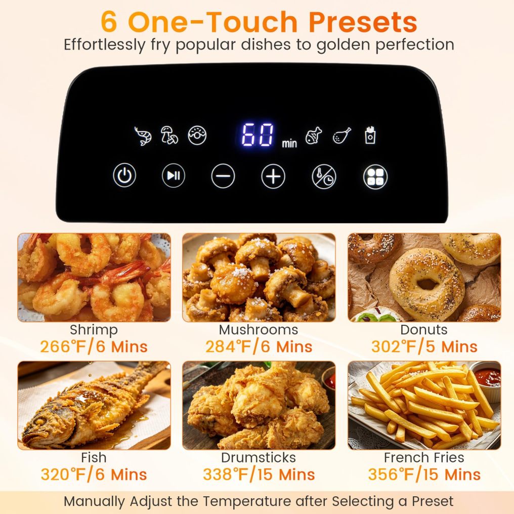 3.2-Qt Electric Deep Fryer with 1700W LED Touch Screen and Enamel Oil Tank-Black