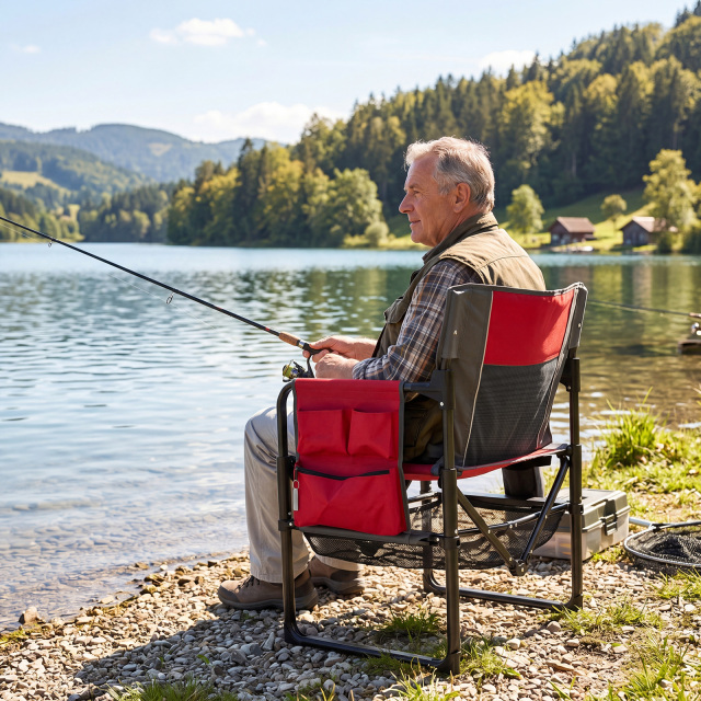 Heavy Duty Outdoor Camping Chair with Cup Holder and Side Pocket