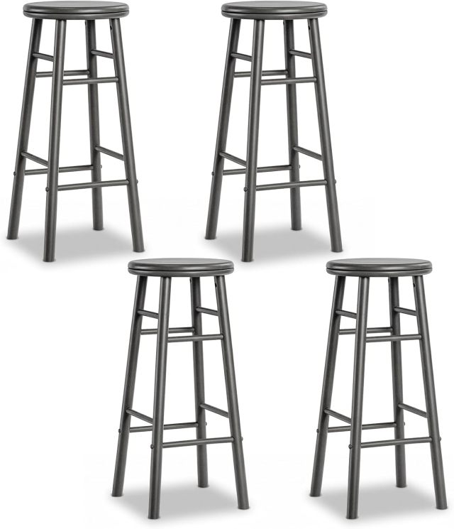 29" Swivel Bar Stools Set of 2/4 with Footrests & Crossbars