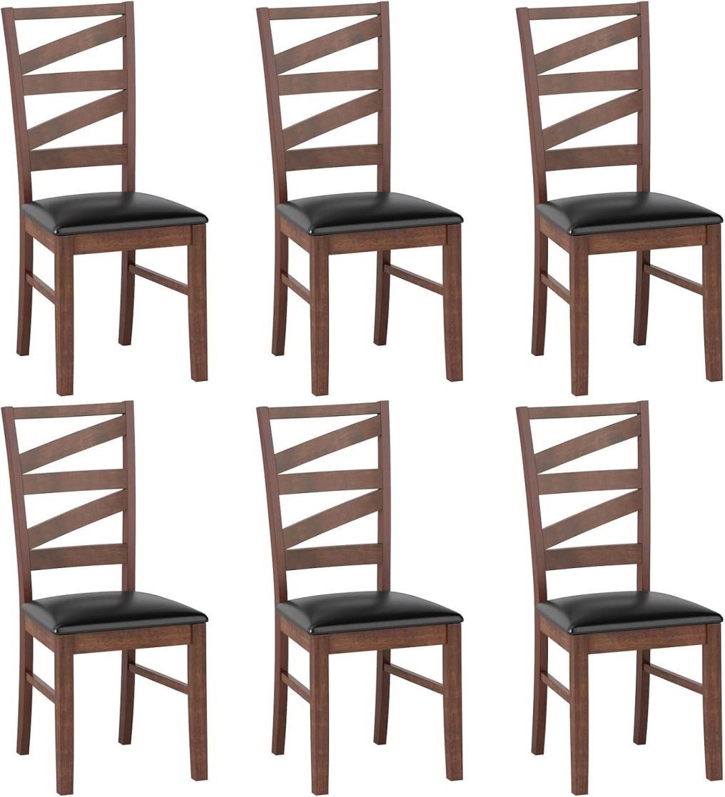 Dining Chairs Set of 6 Kitchen Side Chairs with Rubber Wood Legs