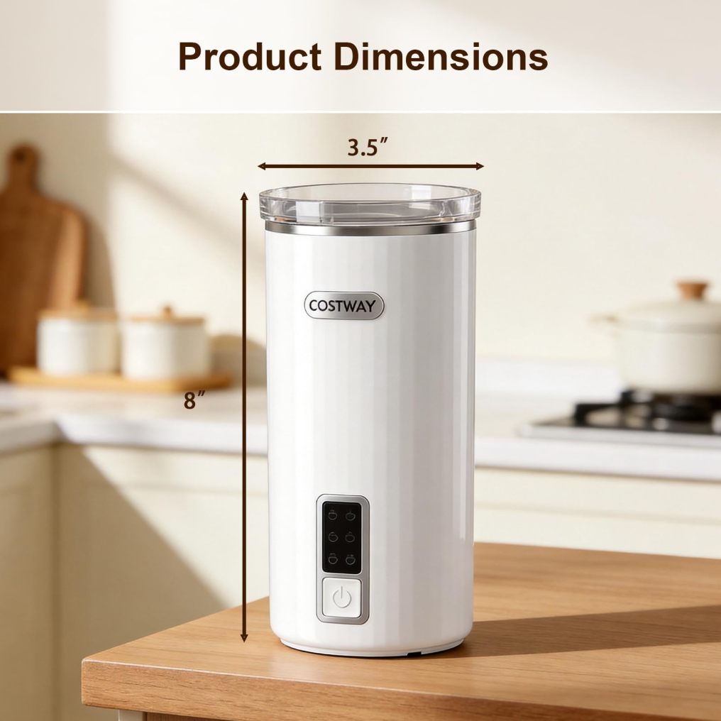 Milk Frother, 6-in-1 Electric Milk Steamer with Stainless Steel Interior, Automatic Warm and Cold Foam Maker and Milk Warmer for Latte, Cappuccino and Macchiato, Home and Office Use