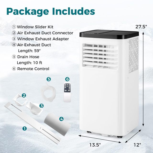 8000 BTU Portable Air Conditioner 3 in 1 Floor AC Unit Fan and Dehumidifier for Room