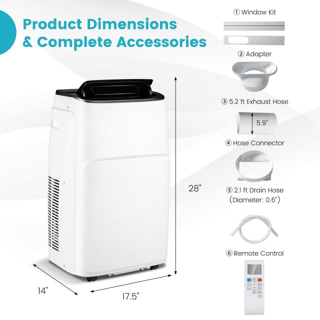 13,000 BTU Portable Air Conditioner, Smart WiFi Enabled AC with App & Voice Control