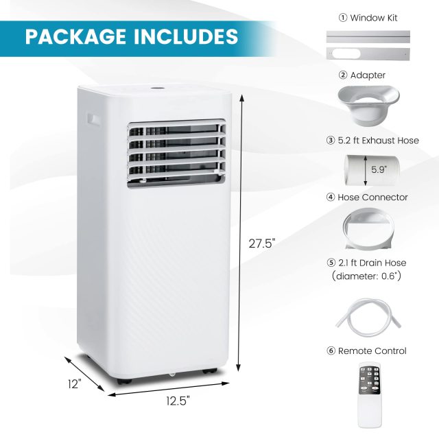 Portable Air Conditioner, 8000 BTU 4-in-1 AC with Cool, Fan, Dehumidifier & Sleep Mode for Rooms up to 250 Sq.Ft