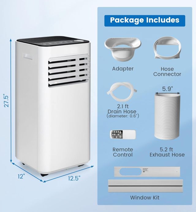 10000 BTU Portable Air Conditioner with Fan & Dehumidifier Mode
