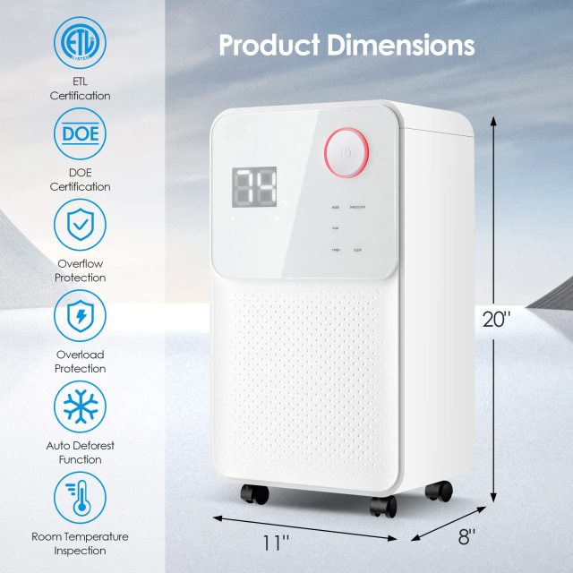Dehumidifier for Large Room & Basements, 2000 Sq. Ft Dehumidifier with Auto or Manual Drainage