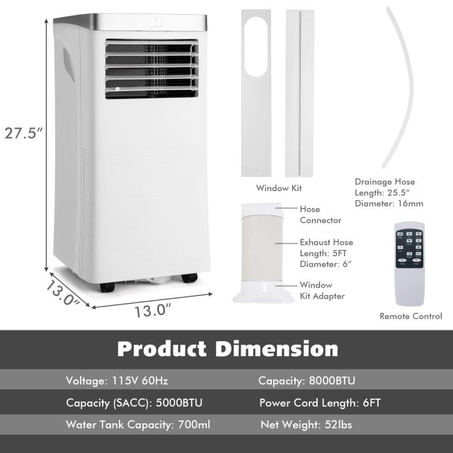Portable Air Conditioners, ARLIME 8000 BTU 3-in-1 AC Unit with Fan & Dehumidifier