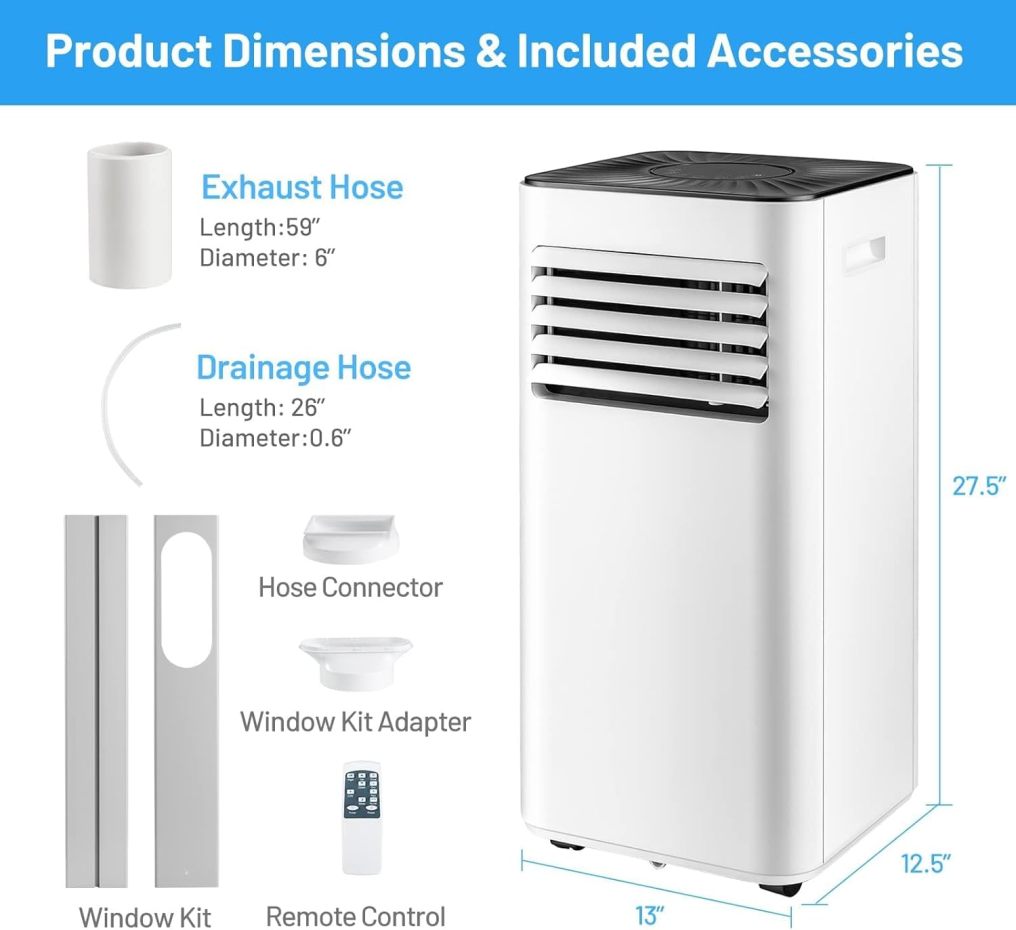 Portable Air Conditioner 10000BTU( SACC 7000 BTU ), Evaporative Air Cooler, Dehumidifier, Cooling for Room Spaces up to 350 Sq.Ft