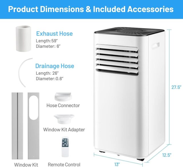 Portable Air Conditioner 10000BTU( SACC 7000 BTU ), Evaporative Air Cooler, Dehumidifier, Cooling for Room Spaces up to 350 Sq.Ft