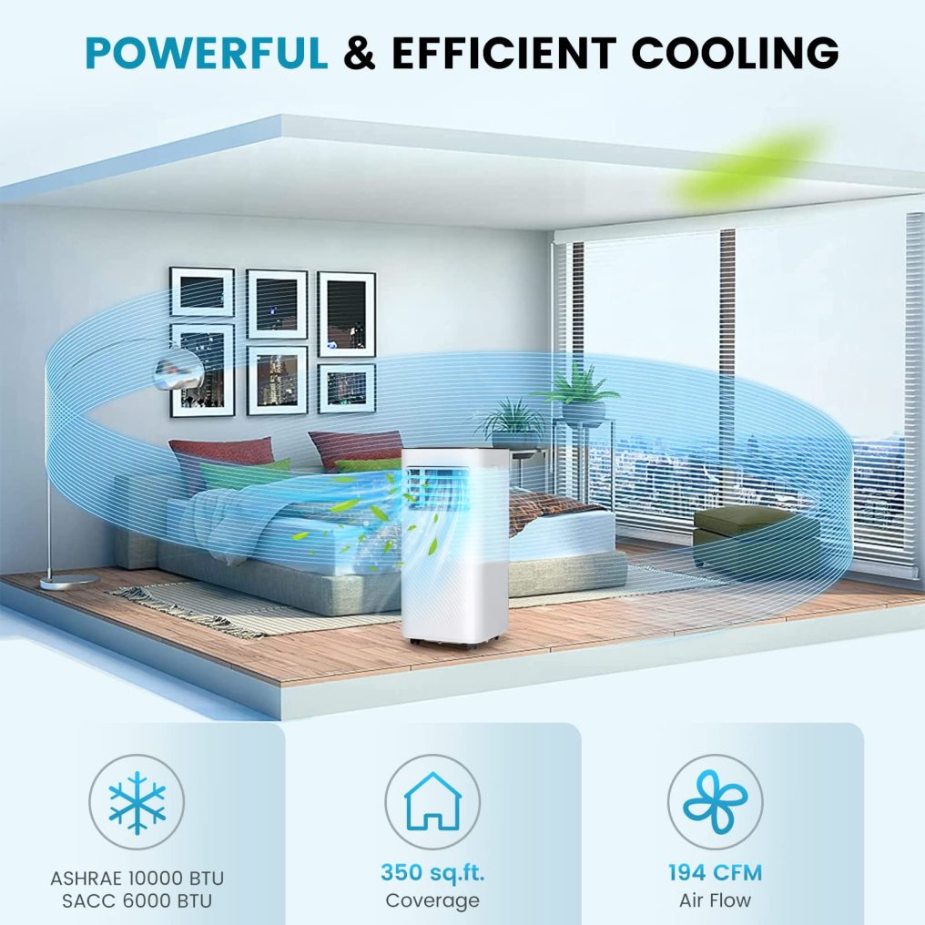 Portable Air Conditioner, 10000 BTU AC Unit with Cool, Fan, Dehumidifier & Sleep Mode for Rooms up to 350 Sq.Ft