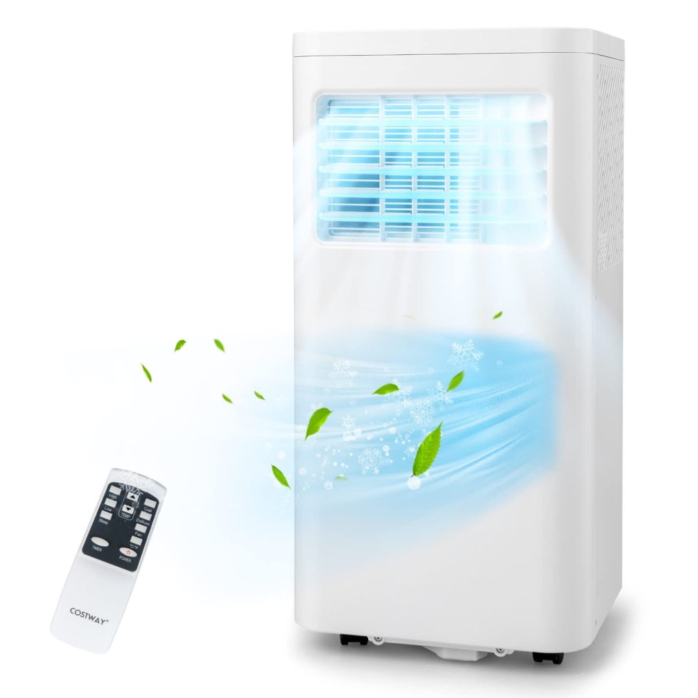 ARLIME Portable Air Conditioners, 8000 BTU AC Unit Fan & Dehumidifier w/Remote Control, 1-24H Timer & 2 Fan Speeds