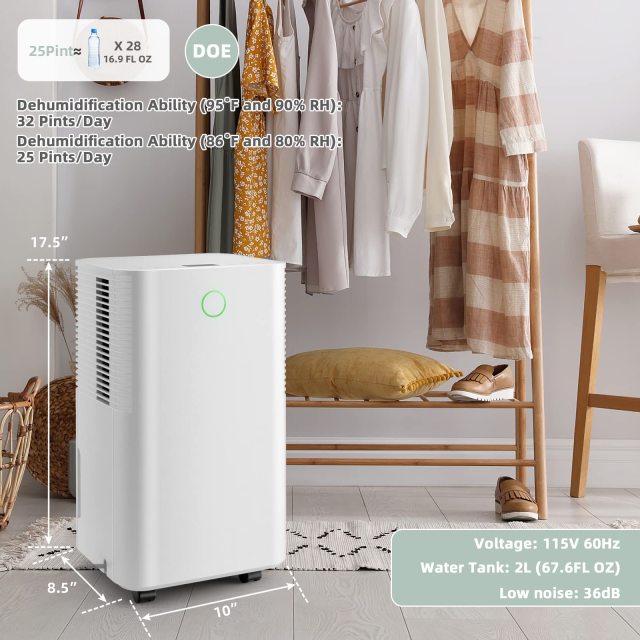 Dehumidifier for Home and Basement, 2000 Sq. Ft Dehumidifier with 3 Modes, 2 Speeds