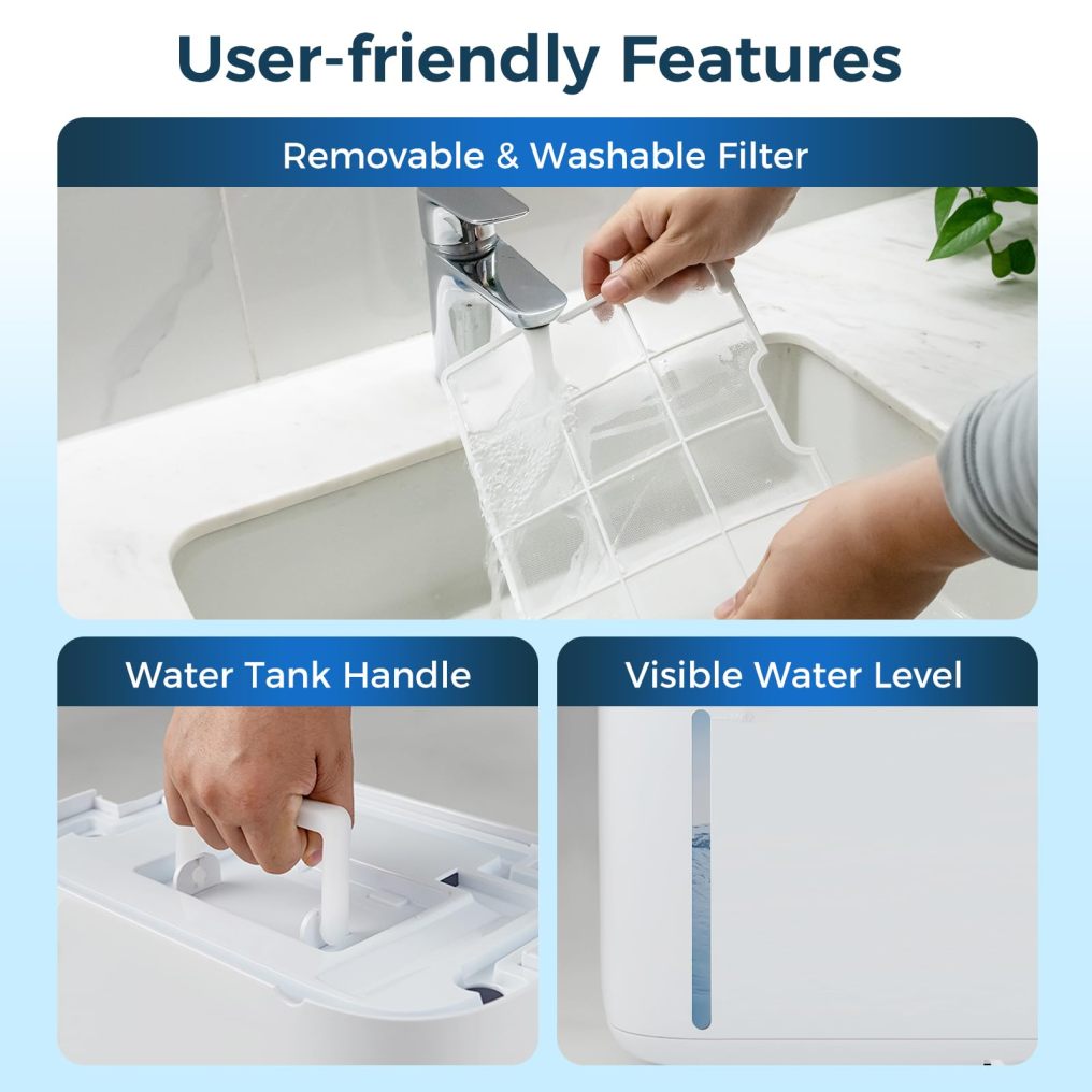 Dehumidifier for Home & Basements, 4500 Sq. Ft Quiet Dehumidifier with 5 Modes, 3-Color Indicator Light