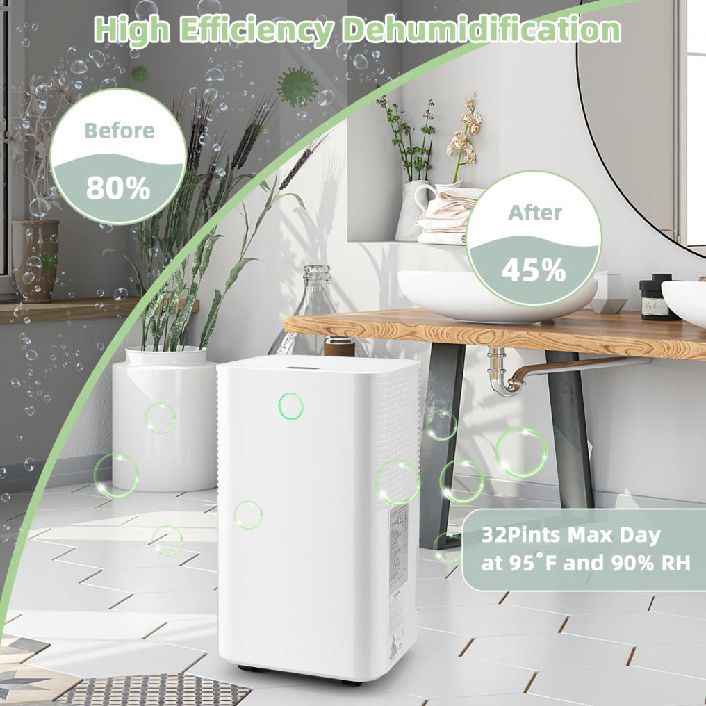 Dehumidifier for Home and Basement, 2000 Sq. Ft Dehumidifier with 3 Modes, 2 Speeds